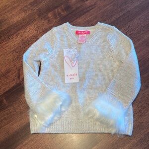 U-knit winter white faux fur cuff sweater